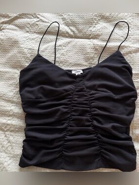 Garage Black Ruched Spaghetti-Strap Cami